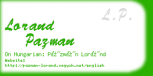lorand pazman business card